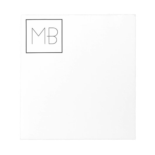 Wit Elegant Uniek Monogram Notitieblok (Voorkant)