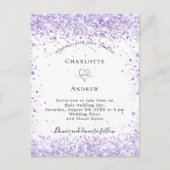 Wit-elegant van het bruidsgebak glitter script uitnodiging briefkaart (Voorkant)