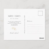 Wit | Elegante gouden bloemenbruiloft Save the Dat Briefkaart (Achterkant)