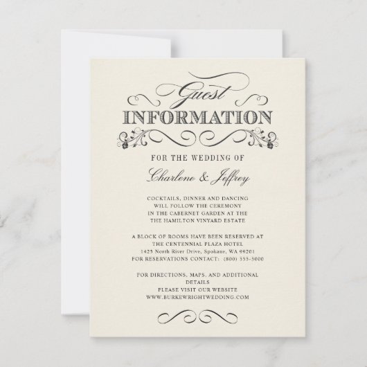 Wit Elegante Trouwinformatie WT313 Kaart (Voorkant)