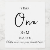 Wit Elege Jubileum Minimaal Gepersonaliseerd Wijn Etiket (Enkel label)