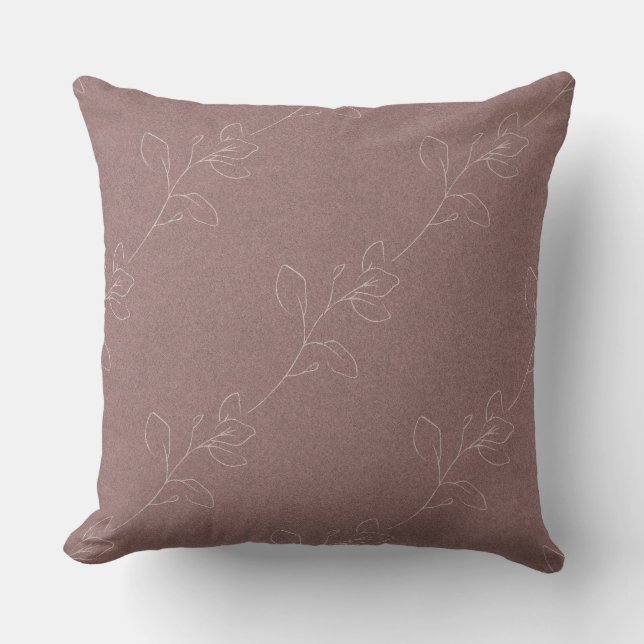 Wit Elegeant Bloemendecor Moderne Wol Mauve Kussen (Voorkant)