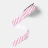 Wit en Anjer Roze Streep Grosgrain Lint (Achterkant)