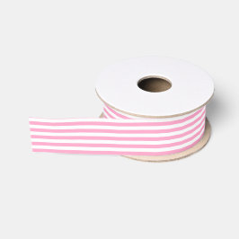 Wit en Anjer Roze Streep Grosgrain Lint