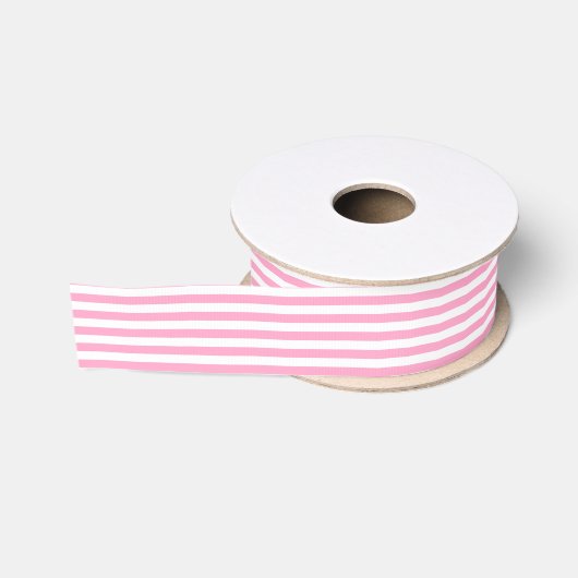 Wit en Anjer Roze Streep Grosgrain Lint (Spoel)