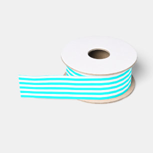Wit en aqua-blauwe streep grosgrain lint