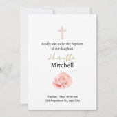 Wit en aquarel Roos delicate doop Kaart (Voorkant)