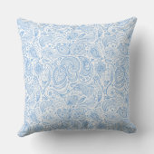 Wit en baby blauw  bloemen paisley kussen (Achterkant)