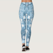 Wit en Baby blauw Esthetische Kerstsneeuw Leggings (Achterkant)