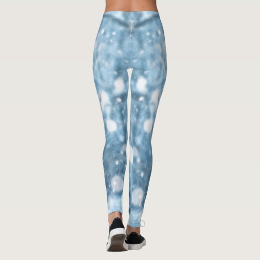 Wit en Baby blauw Esthetische Kerstsneeuw Leggings (Achterkant)