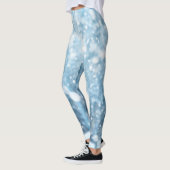 Wit en Baby blauw Esthetische Kerstsneeuw Leggings (Links)