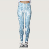 Wit en Baby blauw Esthetische Kerstsneeuw Leggings (Voorkant)