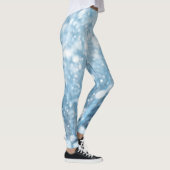 Wit en Baby blauw Esthetische Kerstsneeuw Leggings (Rechts)