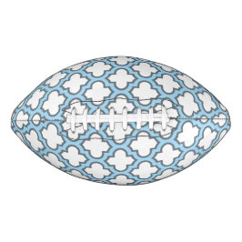 Wit en Baby Blauw Trellis, Lattice, Quatrefoil American Football