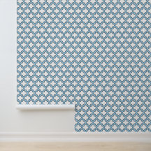 Wit en Baby Blauw Trellis, Lattice, Quatrefoil