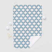 Wit en Baby Blauw Trellis, Lattice, Quatrefoil Golfhanddoek (Insitu)