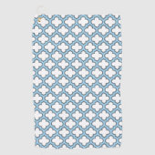Wit en Baby Blauw Trellis, Lattice, Quatrefoil Golfhanddoek (Voorkant)