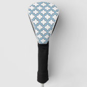 Wit en Baby Blauw Trellis, Lattice, Quatrefoil Golfheadcover (Voorkant)