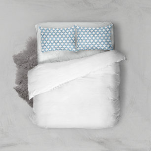 Wit en Baby Blauw Trellis, Lattice, Quatrefoil Kussensloop