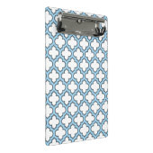 Wit en Baby Blauw Trellis, Lattice, Quatrefoil Mini Klembord (Schuin)