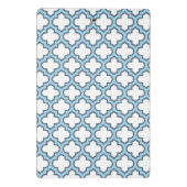 Wit en Baby Blauw Trellis, Lattice, Quatrefoil Mini Klembord (Achterkant)