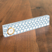 Wit en Baby Blauw Trellis, Lattice, Quatrefoil