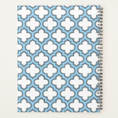 Wit en Baby Blauw Trellis, Lattice, Quatrefoil Planner (Achterkant)