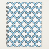 Wit en Baby Blauw Trellis, Lattice, Quatrefoil Planner (Voorkant)
