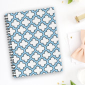 Wit en Baby Blauw Trellis, Lattice, Quatrefoil Planner