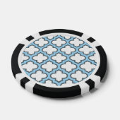 Wit en Baby Blauw Trellis, Lattice, Quatrefoil Poker Chips (Enkel)