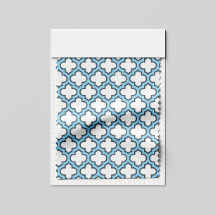 Wit en Baby Blauw Trellis, Lattice, Quatrefoil Stof
