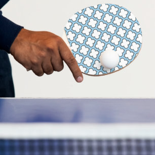 Wit en Baby Blauw Trellis, Lattice, Quatrefoil Tafeltennisbatje