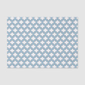 Wit en Baby Blauw Trellis, Lattice, Quatrefoil Tissuepapier (Voorkant)