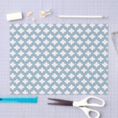 Wit en Baby Blauw Trellis, Lattice, Quatrefoil Tissuepapier (Craft)