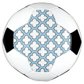 Wit en Baby Blauw Trellis, Lattice, Quatrefoil Voetbal (Gedraaid)