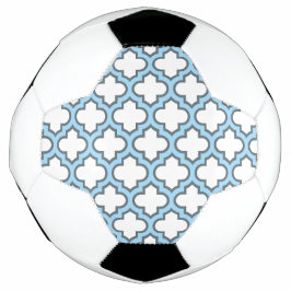 Wit en Baby Blauw Trellis, Lattice, Quatrefoil Voetbal