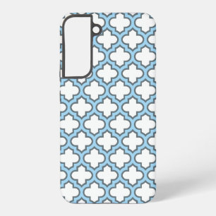 Wit en babyblauw traliewerk, rooster, vierpas samsung galaxy hoesje
