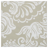 Wit en beige  Bloemdamast Stof (Swatch)