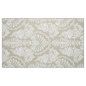 Wit en beige  Bloemdamast Stof (Fat Quarter)