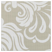 Wit en beige  Bloemdamast Stof (Close Up)