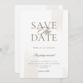 Wit en Beige Elegant Save the Date Uitnodiging (Voorkant / Achterkant)