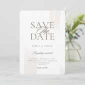 Wit en Beige Elegant Save the Date Uitnodiging (Staand voorkant)