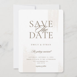 Wit en Beige Elegant Save the Date Uitnodiging