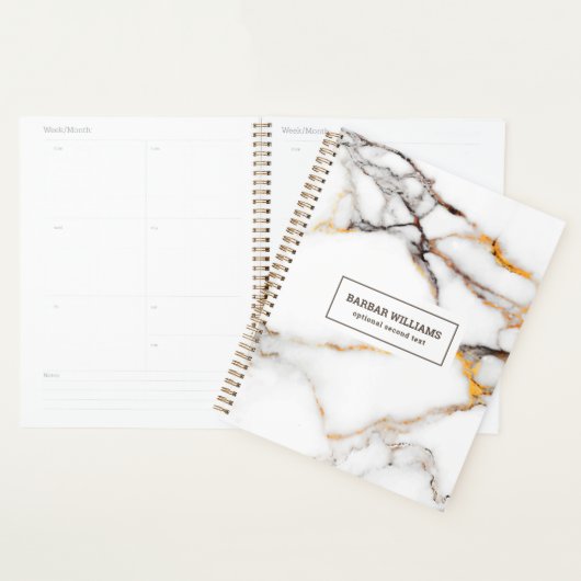 Wit en beige luxe faux marmer planner (Display)