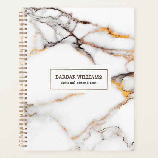 Wit en beige luxe namaakmarmer planner (Voorkant)