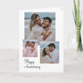 Wit en Beige Minimalistisch Jubileum Foto Kaart (Voorkant)