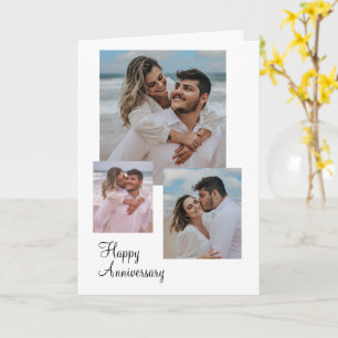 Wit en Beige Minimalistisch Jubileum Foto  Kaart