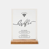 Wit en Beige Minimalistische Eenvoudige Wifi Zone Acryl Bord (Voorkant)