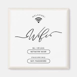 Wit en Beige Minimalistische Eenvoudige Wifi Zone Magneet