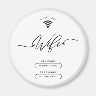 Wit en Beige Minimalistische Eenvoudige Wifi Zone Magneet